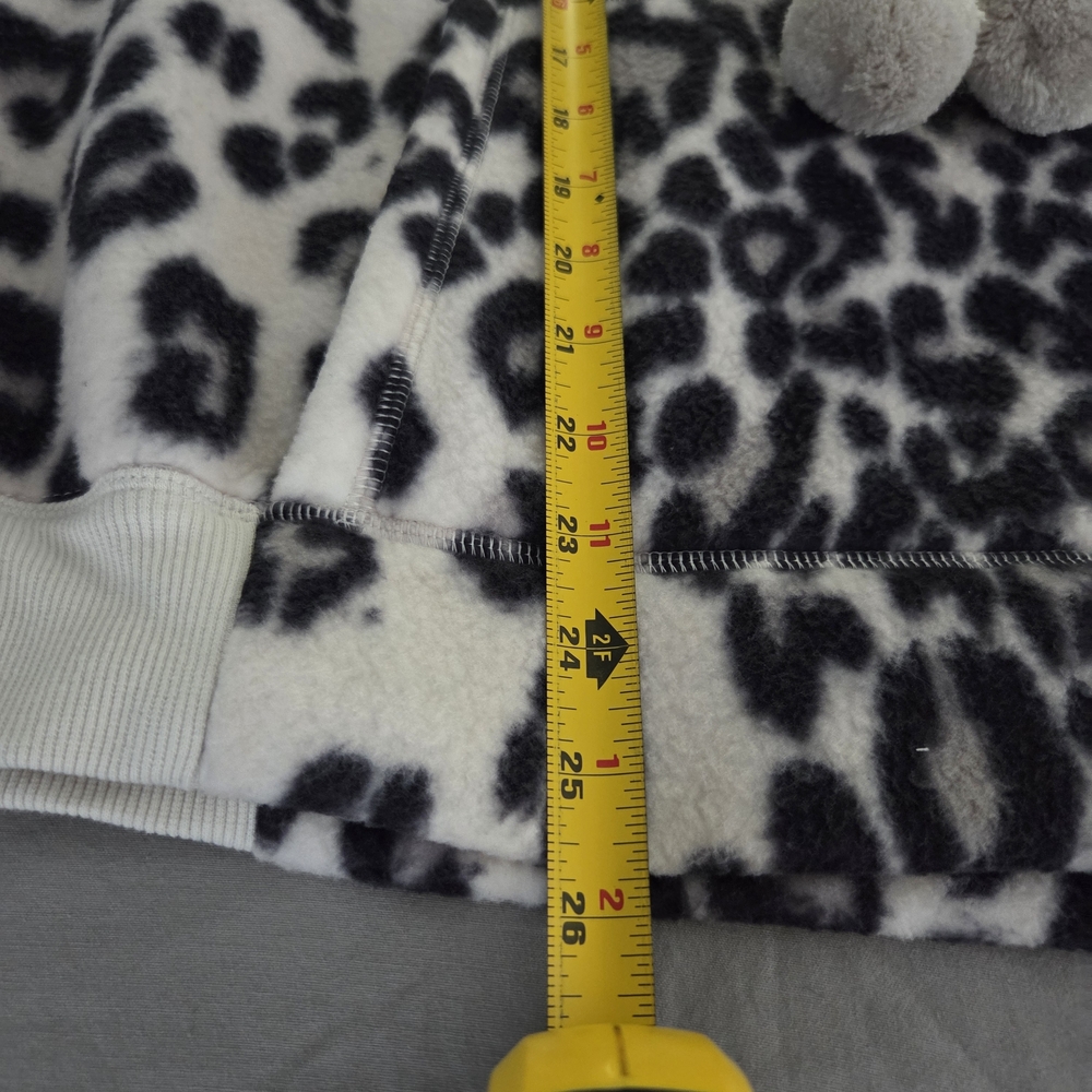 Free People With Love Snow Leopard Fleece Sweatshirt Hoodie Size L - Picture 7 of 9